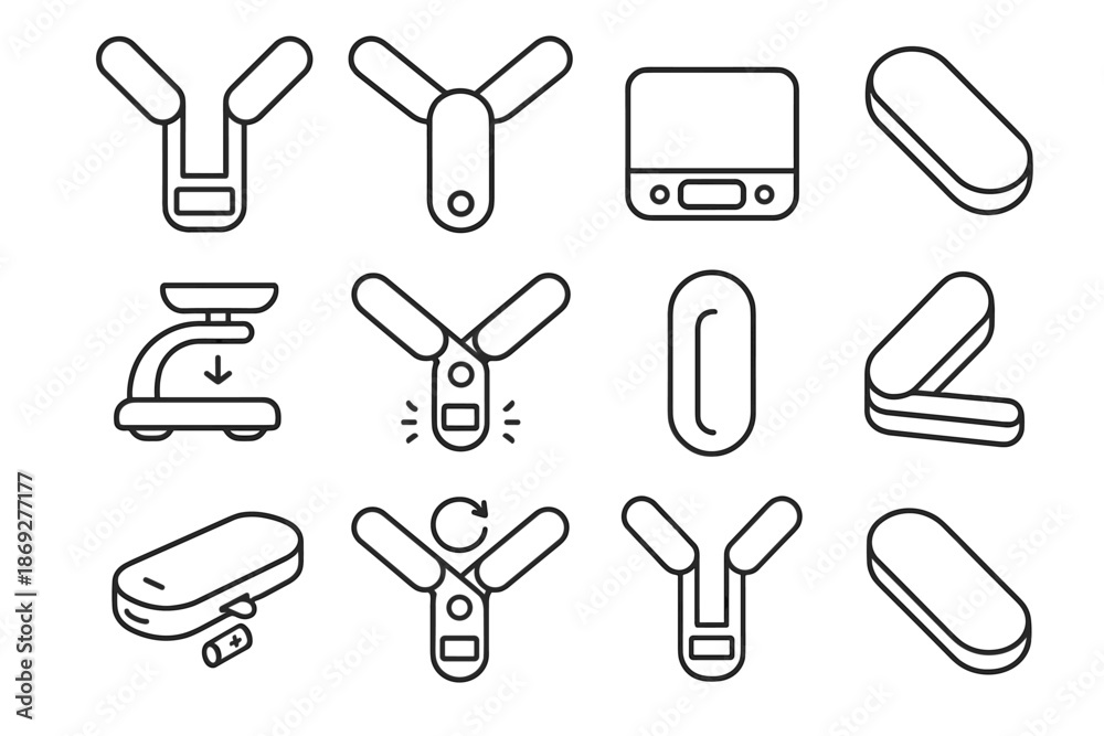 Obraz premium Automatic scale vector pads gadget foldable load unit icon cooking kitchen internal