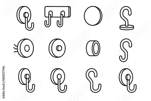 Armature housing protective profile vector magnetic modern hook icons base icon