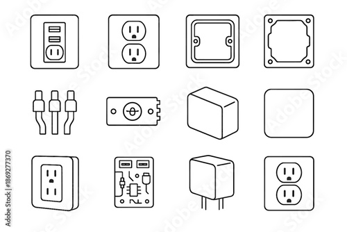 Outlet metal internal vector concealed insulated rounded icon frame usb