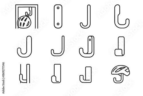 Vector organizer storage home icon support bike helmet hook concealed coating mounting