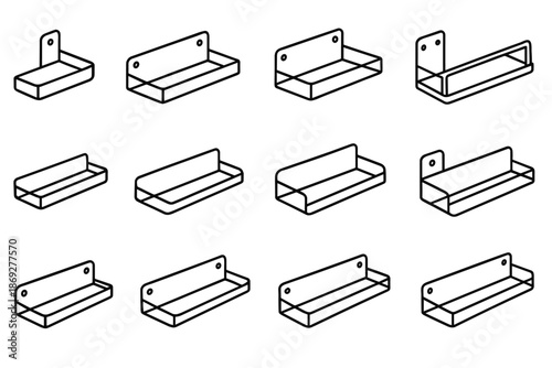 Screw shelf spice clean holes minimalist storage structural finish vector icon