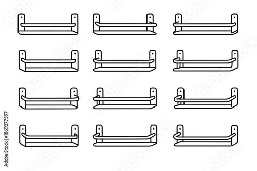 Spice hidden bar shelf icon brackets vector slim reinforced icons kitchen footprint