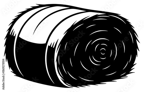 a black and white drawing of a roll of hay, black, drawing, hay, illustration, roll, spiral, against transparent background