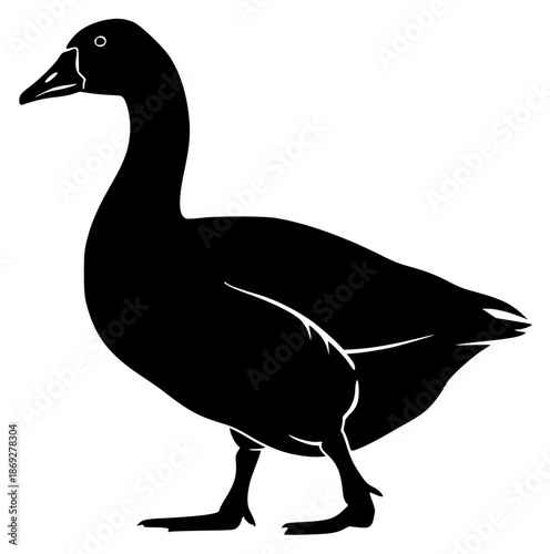 the black silhouette of a goose on a , black, duck, goose, icon, illustration, silhouette, stand, against transparent background