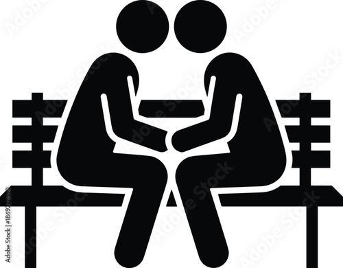 Minimalist couple sitting closely on park bench silhouette symbolizing love intimacy companionship emotional connection relationship illustration