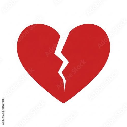 A broken red heart symbolizing sorrow and emotional pain