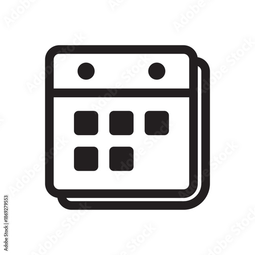 Outline calendar icon isolated flat style design.