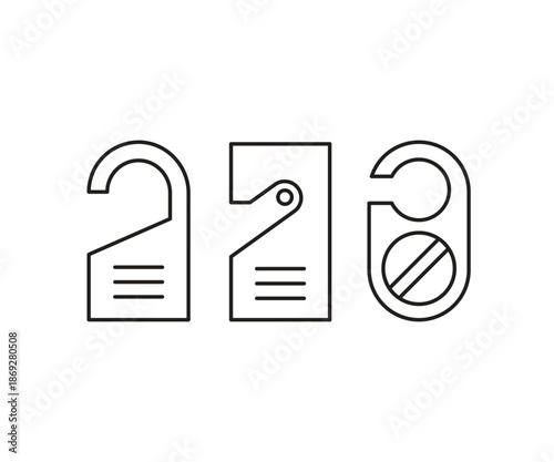 door hanger line icons set vector illustration