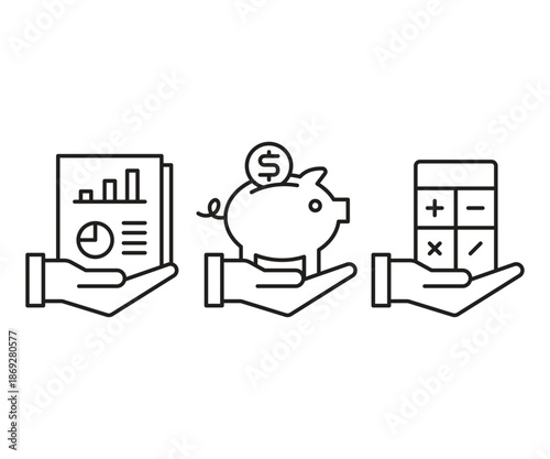 savings and investing line icons set vector illustration