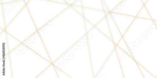 Abstract minimalistic white background with elegant intersecting golden lines forming a geometric pattern. random chaotic line and creative geometric many square, triangle shape background.