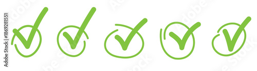 Variety hand drawn tick shape element design set