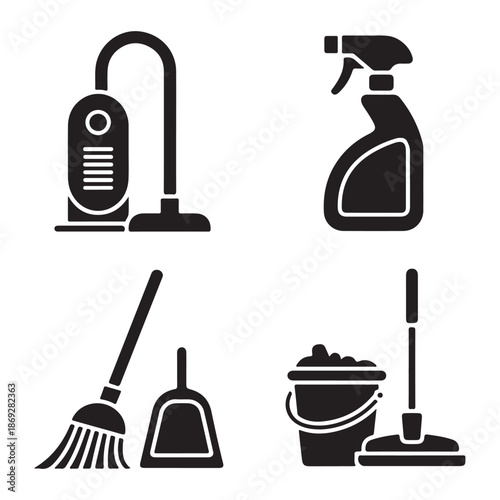 Home cleaning washing machine silhouette for laundry and hygiene