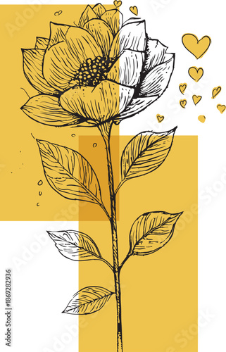 Floral Hand drawn. minimalist flowers for invitation save the date card design.