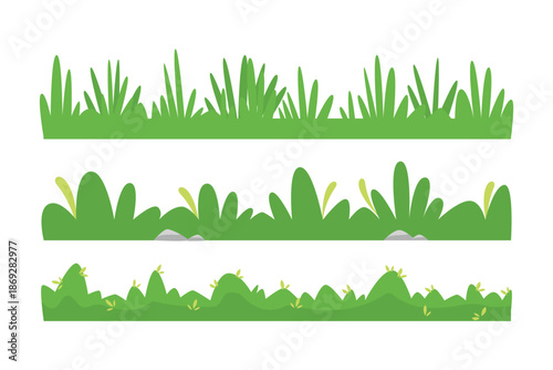 Grass illustration set, green foliage design, landscaping clipart, nature element, garden art, isolated vegetation graphic.