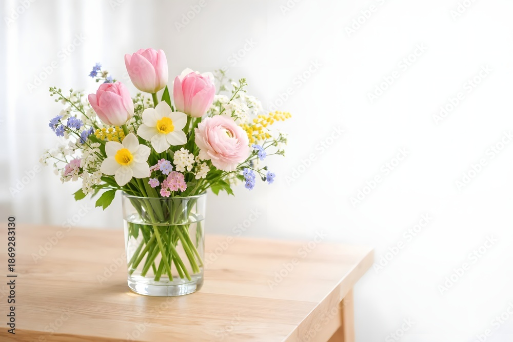 Fototapeta premium Fresh Spring Flower Bouquet for Home Decor & Lifestyle Branding