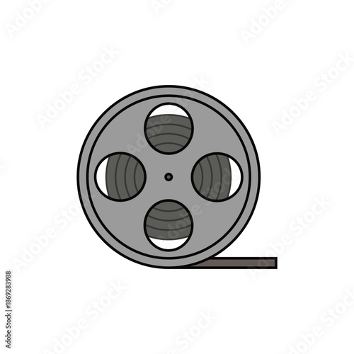 Film Reel Icon, Gray, Illustration, Media, Cinema