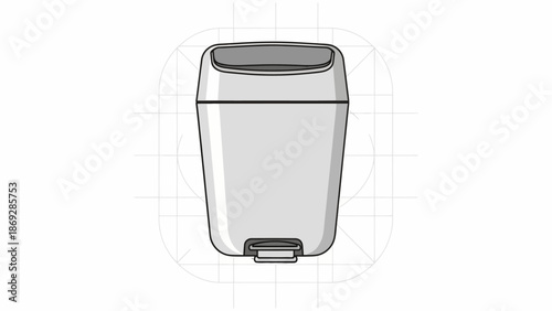 Simple trash can icon with pedal and lid, vector illustration