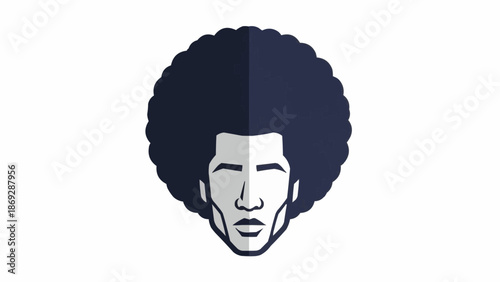 Illustration of a man with a large afro hairstyle.
