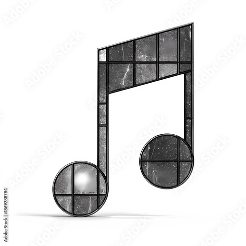 Stylized note symbol in minimal black line style over a white background for elegant visual use