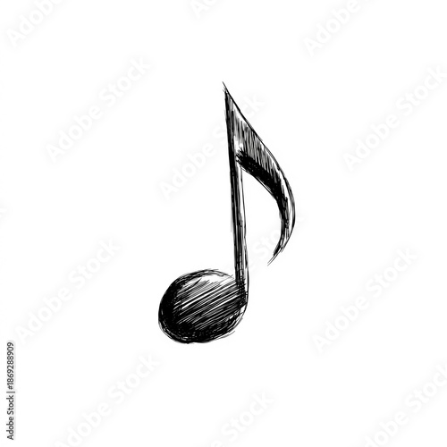 Stylized note symbol in minimal black line style over a white background for elegant visual use