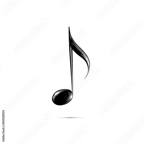 Stylized note symbol in minimal black line style over a white background for elegant visual use