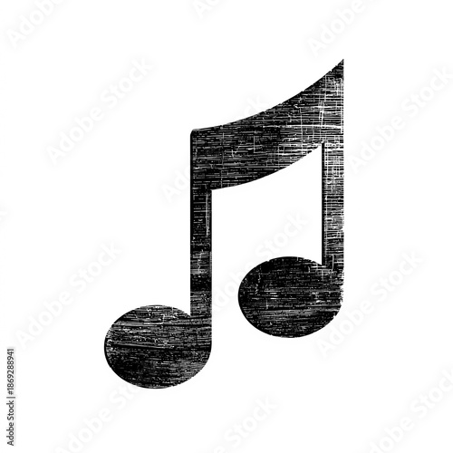 Stylized note symbol in minimal black line style over a white background for elegant visual use