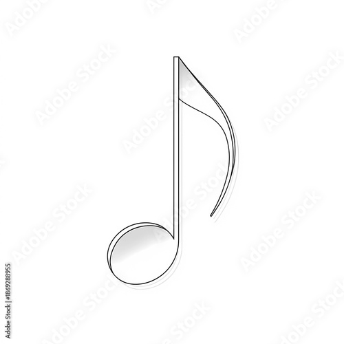 Stylized note symbol in minimal black line style over a white background for elegant visual use