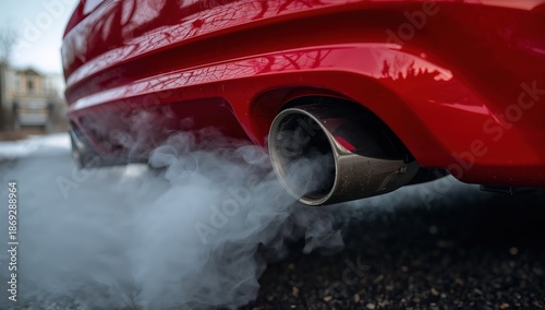 Automobile industry image of fossil fuel combustion and exhaust smoke for ecology and sustainability awareness campaign designs.