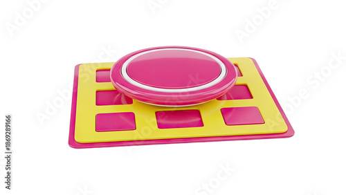 3D Render of a Pink and Yellow Bingo Card with a Marker