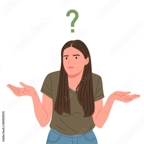 Confused people thinking and asking questions. Flat vector illustration of men and women with question marks, showing doubt, problem solving, decision making, curiosity, brainstorming