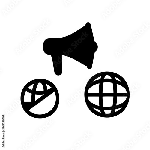 Loudspeaker announcing global communications and news, promoting globalization across the planet