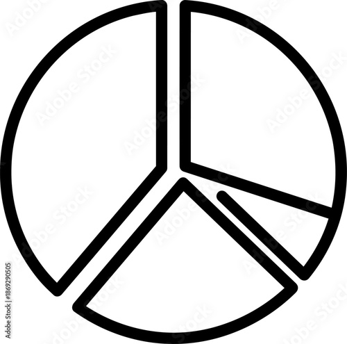 Pie Chart Icon, Minimal Black and White Analytics and Data Distribution Silhouette
