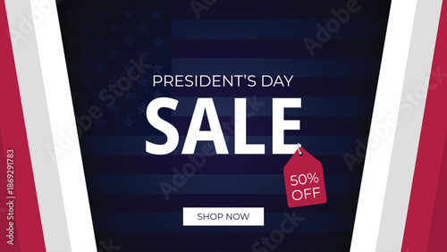 Happy Presidents Day USA Sale Promotion Banner