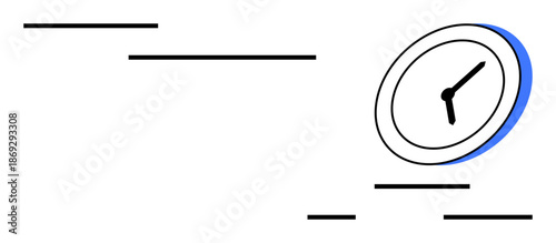 Time management, productivity, speed, efficiency, deadline, workflow. Clock in motion with dynamic lines. Time management and productivity concept for modern efficiency and organization