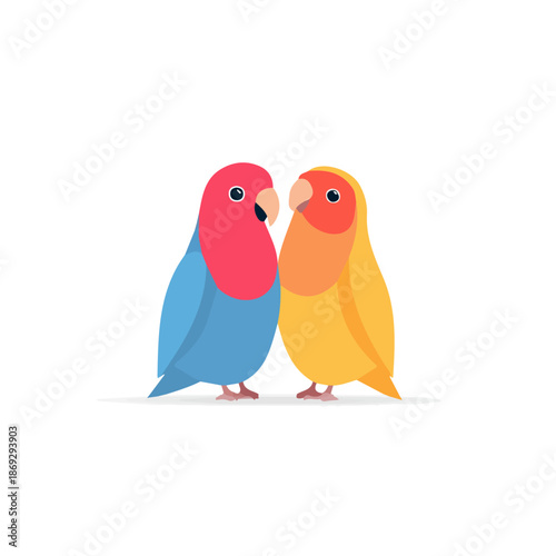 Modern flat 2D vector illustration of a Love Bird, minimal design style on a white background.