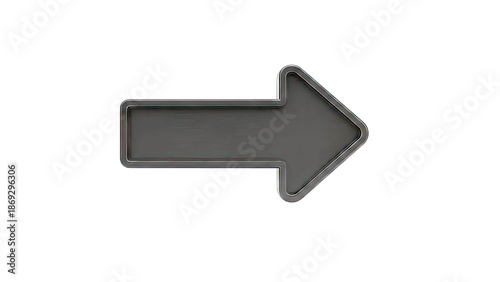 3D Black Arrow Pointing Right on White Background