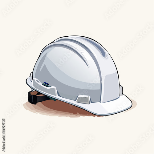White Hard Hat Safety Helmet Equipment for Construction Workers.
