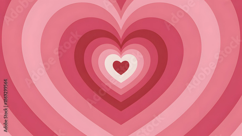 Pink and Red Concentric Hearts Background, Valentine's Day Love Pattern