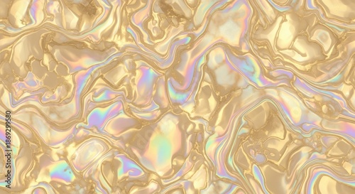 Gold marble swirls are combined with holographic veins in a seamless daylight pastel layout. Elegant luxury concept
