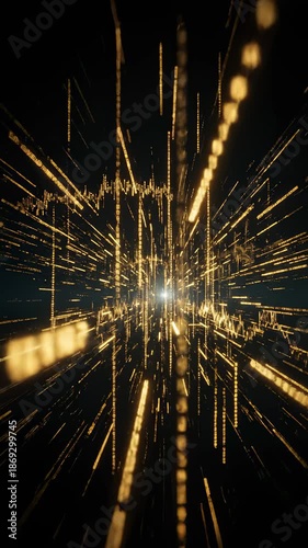 Abstract Stock Market Data Stream Flowing on a Black Background