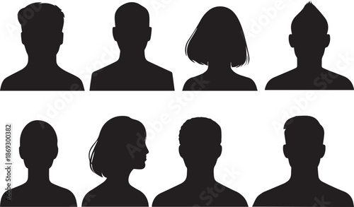 Human Faces Silhouette Illustration | Women Profile View Cut Out Vector Icons & Minimalist Graphic Collection