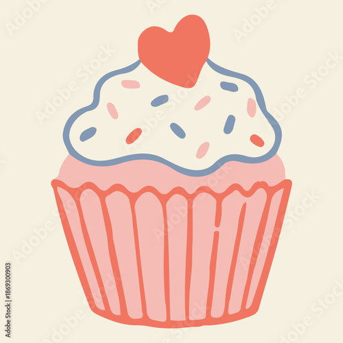 upcake with Heart vector illustration