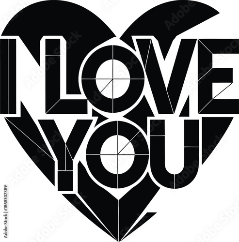 Stunning heart shaped love declaration with bold typography