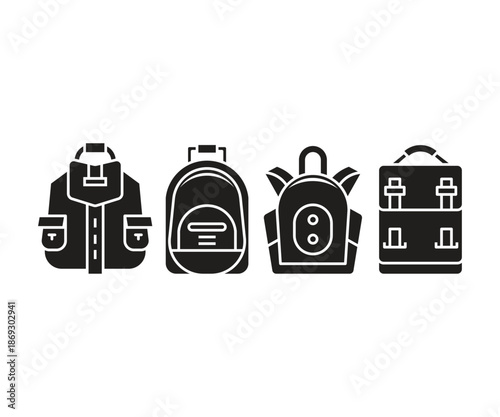 backpack, satchel and school bag icons set illustration vector