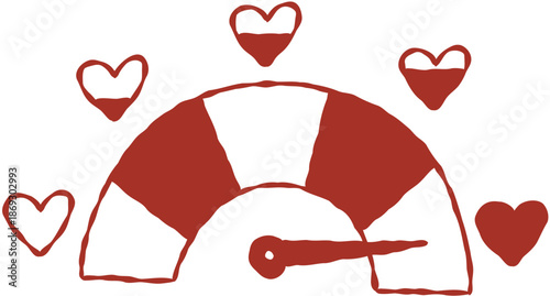 Love Level Meter Hand Drawn Line Art Vector Illustration