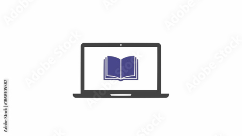 Laptop with book on screen display.