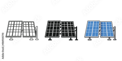 Three solar panel arrays in sequence Vector