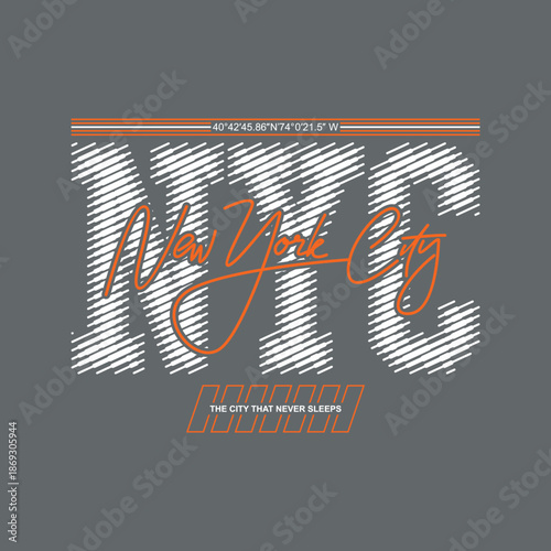 NYC New York City USA, Vintage typography design in vector illustration. Clothing,t shirt,apparel and other uses. Abstract design with the grunge and denim style. Vector print, typography, poster.