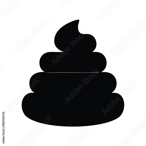 Stylized Black Poop Emoji on a White Background Depicting Excrement