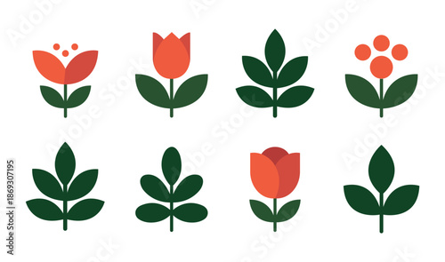 Flower and Leaf Nature Vector Icon Set